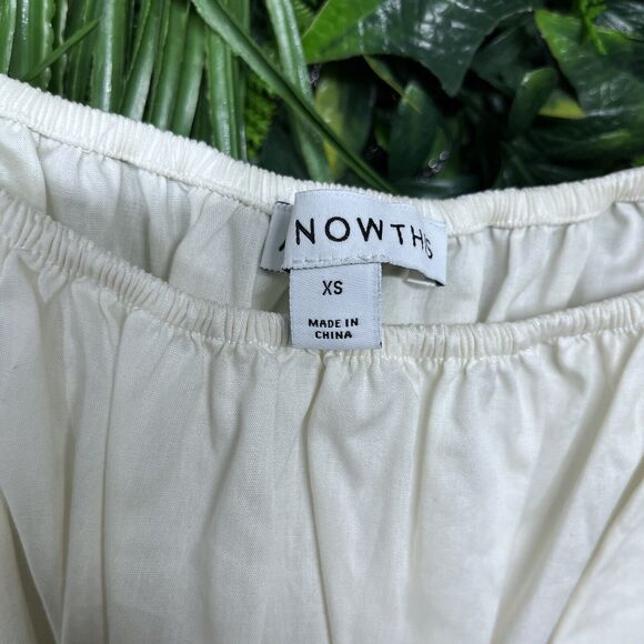 AND NOW‎ THIS Dress Women XS White Off Shoulder Babydoll Smocked Waist 2208 - Picture 4 of 10